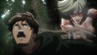 FULL HD ENG SUB Shingeki No Kyojin  Female Titan Confronts Eren [upl. by Ahtamat870]