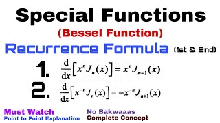 12 Recurrence Formulae1 and 2  Bessel Function  Complete Concept [upl. by Kuehn320]