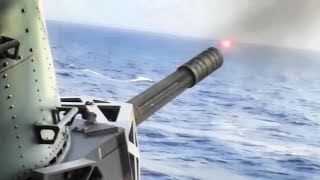 Phalanx CIWS Close In Weapons System • Live Fire Test [upl. by Oigolue]