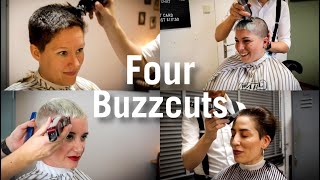 BUZZCUTS 4 Completely different super short hairstyles in one video [upl. by Nommad793]