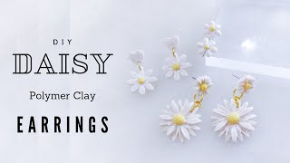 DIY Daisy Polymer Clay Earrings 3 simple ways [upl. by Nairdna]