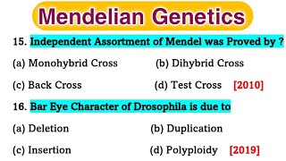 Mendelian Genetics  Genetics mcq  Genetics mcqs  Part 1 [upl. by Raynell]