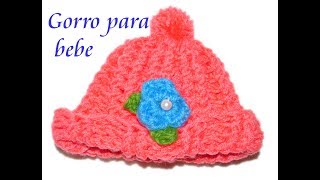 Gorro para bebé en punto elástico a crochet de 03 meses [upl. by Bedell]