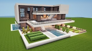 GROßE MODERNE VILLA in MINECRAFT bauen TUTORIAL HAUS 174 [upl. by Desai]