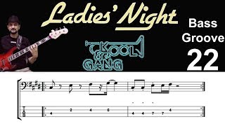 LADIES NIGHT Kool amp The Gang How to Play Bass Groove Cover with Score amp Tab Lesson [upl. by Asoramla]