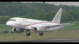 Cityjet SSJ100 Landing amp Takeoff at Prestwick Airport [upl. by Nomla]