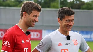 Penalty Challenge – Thomas Müller vs Robert Lewandowski [upl. by Annayehc]