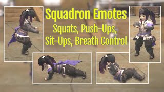 FFXIV Unlock Squadron Emotes Squats PushUps SitUps Breath Control Guide [upl. by Ahseenat]