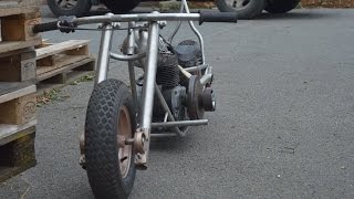 homemade mini bike chopper bobber part 5 sissy bar building [upl. by Lladnew691]