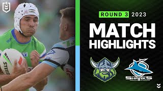 NRL 2023  Canberra Raiders v Cronulla Sharks Match Highlights [upl. by Neala]