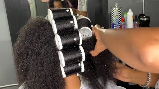 HOW TO ROLLER SET NATURAL HAIR  FULL BOUNCY AND BEAUTIFUL SILK HAIR [upl. by Ez]