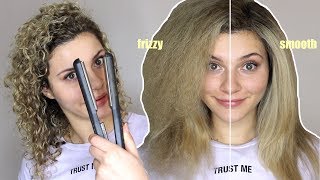 HOW TO STRAIGHTEN CURLY HAIR WITHOUT FRIZZ [upl. by Prinz739]