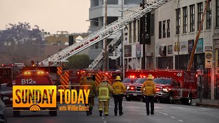 ‘Massive Explosion’ Rocks Downtown Los Angeles Injuring 11 Firefighters  Sunday TODAY [upl. by Garnett224]