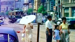 1950年代の日本・東京 60fps Tokyo in 1956  昭和31年 1956年  銀座四丁目  東京駅  皇居 [upl. by Doscher]