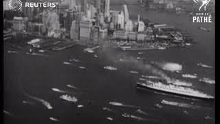 The Queen Mary arrives in New York on her maiden voyage 1936 [upl. by Fields]