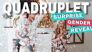 SURPRISE QUADRUPLET ANNOUNCEMENT AT GENDER REVEAL PARTY [upl. by Ayifas]