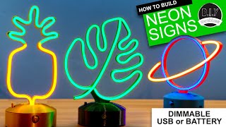 How To Make DESKTOP NEON SIGNS  3D Printable Battery or USB powered amp Dimmable [upl. by Nnayhs]