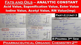 Fats and Oils  Analytic constant  part2  pharmaceutical organic chemistry 2  B pharma 3rd sem [upl. by Gleeson440]