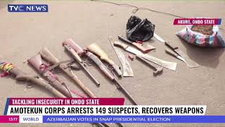 Amotekun Arrests 149 Suspects Found In Ondo State Forests Recovers Weapons [upl. by Nerreg]