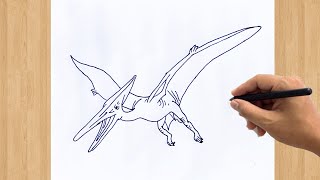 How to Draw a Pterodactyl Step by Step Easy  Dinosaur Drawing Pterodactyl From Jurassic World [upl. by Oreste]