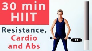 Advanced HIIT cardio resistance and AB interval workout [upl. by Harrat]