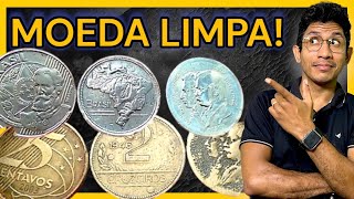 COMO LIMPAR MOEDAS NOVO MÉTODO MAIS BARATO  Numismática 2018 [upl. by Aineles]