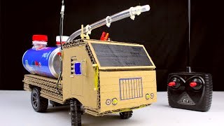 How to make RC Fire Truck from Pepsi cans and Cardboard  Diy Remote control car at home [upl. by Nauquf652]