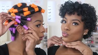 PERM ROD SET ON SHORT NATURAL HAIR  Quick and Easy [upl. by Azirb38]