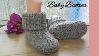 How to Knit Baby Booties Shoes tutorial [upl. by Ahsemik]