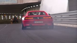 Ferrari 348 TB Wheelspin on the road in Monaco [upl. by Ahsikel]