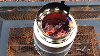 Portable Stainless Steel Wood Burning Camping Cooking Stove Review [upl. by Sharron878]