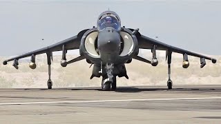 McDonnell Douglas AV8B Harrier Take Off and Landing United States Marines [upl. by Nylimaj]