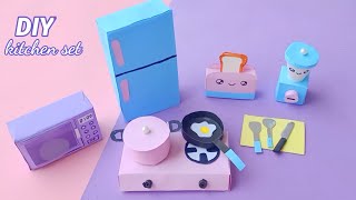 DIY Homemade toy Kitchen set for kids  How to make kitchen set  Paper kitchen set Crafts  DIY [upl. by Tlaw]