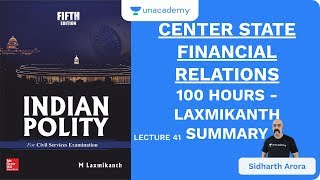 L41 Center State Financial Relations  100 Hours  Laxmikanth Summary  UPSC  Sidharth Arora [upl. by Nerot810]