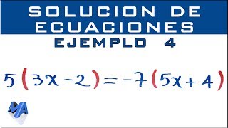 Solucionar ecuaciones lineales  Ejemplo 4 [upl. by Gnas]