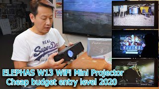 ELEPHAS W13 WiFi Mini Projector 2020 version review by Benson Chik Cheap and cheerful [upl. by Nnazil560]