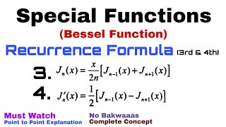 13 Recurrence Formulae3 and 4  Bessel Function  Complete Concept [upl. by Sloane]