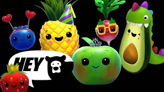 Hey Bear Sensory  Birthday Dance Party  Dancing Fruit  Fun Animation and Upbeat Music [upl. by Ixela]