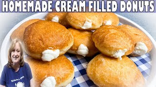 Homemade CREAM FILLED DONUTS Recipe  How to Make DONUTS  Best Cream Filling [upl. by Aneris]