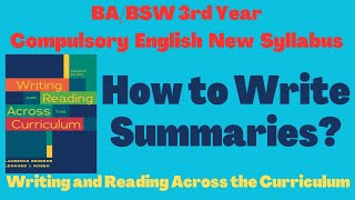 How to Write Summaries BABSW 3rd Year  Compulsory English  Unit  1 [upl. by Nauqaj]