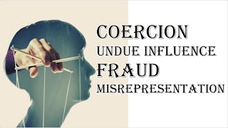 Coercion Undue Influence Fraud Misrepresentation  Indian Contract Act 1872  Law Guru [upl. by Tihor]