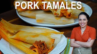 How to make RED pork tamales  AUTHENTIC Mexican tamales recipe  Villa Cocina [upl. by Alana]