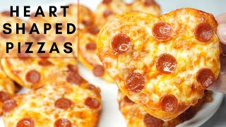 MINI HEART SHAPED PIZZAS  2 INGREDIENT PIZZA DOUGH  EASY VALENTINES DAY RECIPE shorts [upl. by Riggins]