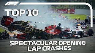 Top 10 Spectacular Opening Lap Crashes in F1 [upl. by Selym]