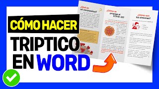 Como hacer TRIPTICO EN WORD 2019 2016 2013 ✅  Brochure o Folleto 001 [upl. by Nolrak840]