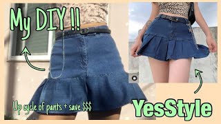 DIY jean pleated mini skirt YesStyle inspired [upl. by Paloma761]