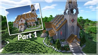 Minecraft How to Build a Medieval Church  Church Tutorial  Part 1 [upl. by Ardnoed]