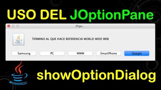 Uso de JOptionPaneshowOptionDialog en Java [upl. by Novia]