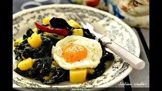 Siciliani Creativi  Cavolo nero con patate ricetta veloce  Kale with potatoes [upl. by Haywood103]