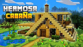 MINECRAFT COMO HACER UNA HERMOSA CASA CABAÑA 100 SURVIVAL  SUPER FÁCIL DE HACER [upl. by Bernardine828]